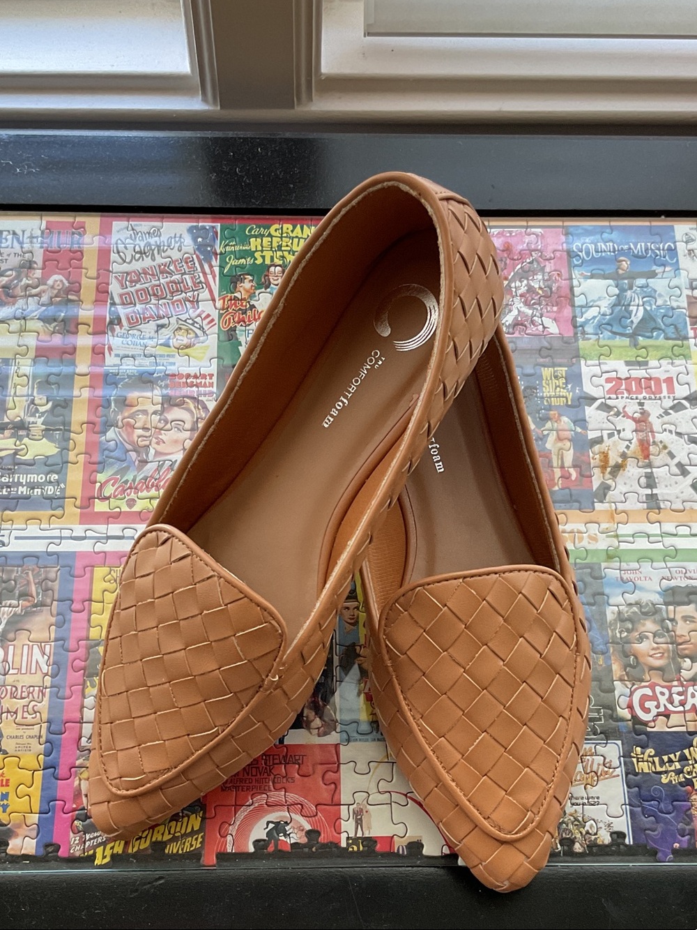 Woven Pointed-Toe Flats in Tan — Comfortable Women's Loafers